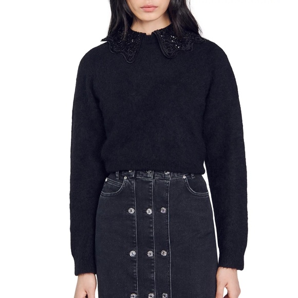 Ellena Cropped Sweater with Sequins - Picture 1 of 6